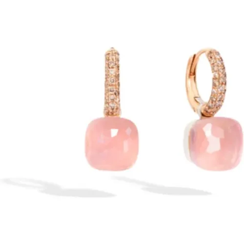 Rose Gold and White Gold Earrings with Quartz and Brown Diamonds , female, Sizes: ONE SIZE - Pomellato - Modalova