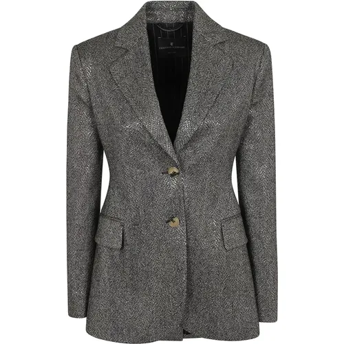 Black Wool Blend Herringbone Jacket , female, Sizes: M, XS, 2XS - Ermanno Scervino - Modalova