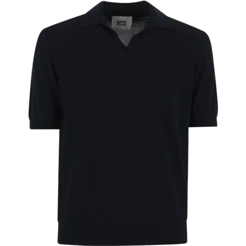 V-neck Polo Shirt , male, Sizes: M, XL, 2XL, 4XL, L - Alpha Studio - Modalova