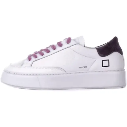 Weiße Leder Sneakers Logo Seite , Damen, Größe: 40 EU - D.A.T.E. - Modalova