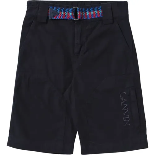 Blaue Bermuda Shorts mit Besticktem Logo - Lanvin - Modalova