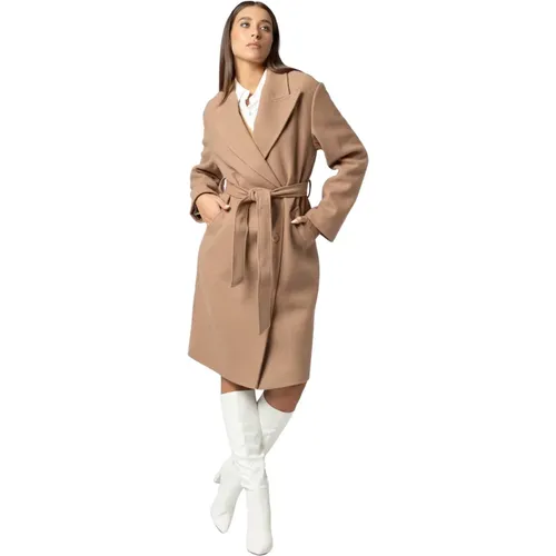 Belted Coats, female, , Size: L Trendy Three Quarter Trench Coat - Kocca - Modalova