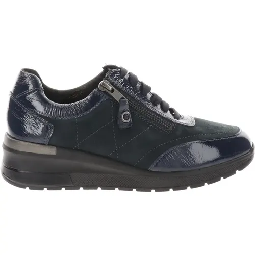 Leather Sneakers with Lace and Zip Closure , female, Sizes: 4 UK, 7 UK - Cinzia Soft - Modalova