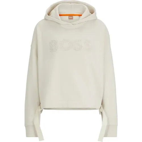 Relaxed Fit Cotton Hoodie with Tonal Logo , female, Sizes: M, S, XS - Hugo Boss - Modalova