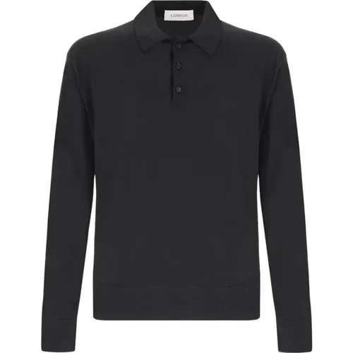 Langarm-Poloshirt aus Kaschmir-Wollmischung , Herren, Größe: XL - Laneus - Modalova