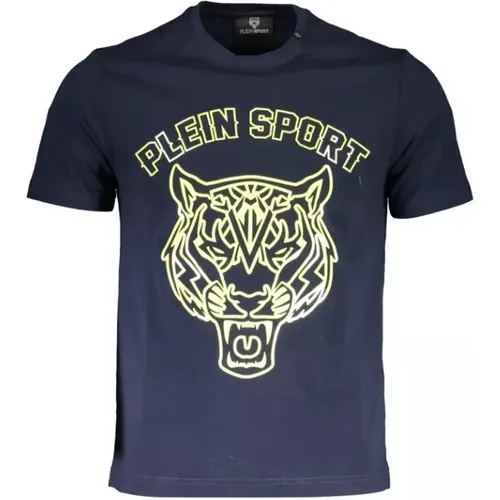 Cotton T-Shirt, Short Sleeve, Crew Neck, Print, Logo , male, Sizes: M, XL, S, L - Plein Sport - Modalova