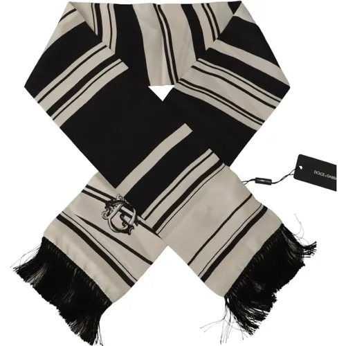 Silky Scarves, male, , Size: ONE SIZE Luxury Silk Striped Men's Scarf - Dolce & Gabbana - Modalova