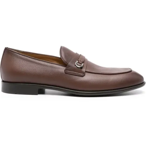 Marron Leather Sandals with Metal Detail , male, Sizes: 9 1/2 UK, 8 UK, 5 1/2 UK, 7 1/2 UK, 6 UK, 6 1/2 UK - Salvatore Ferragamo - Modalova