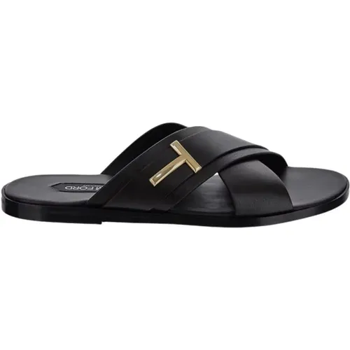 Sliders, male, , Size: 6 US Leather Sandal - Tom Ford - Modalova