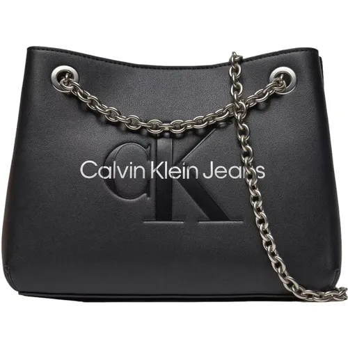 Schwarze Bedruckte Schultertasche Damenmode - Calvin Klein Jeans - Modalova