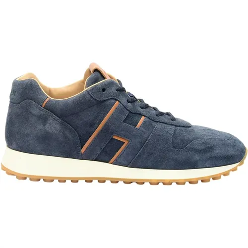 Sneakers, male, , Size: 7 US Navy Suede Low Top Sneakers - Hogan - Modalova