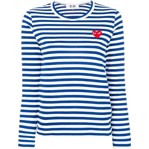 And White Striped Long Sleeve T-Shirt , female, Sizes: L - Comme des Garçons Play - Modalova