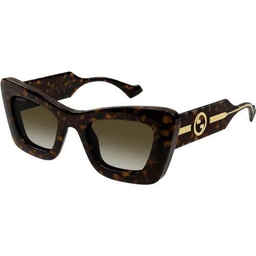 Cateye-Acetat-Sonnenbrille in Braun Schildpatt , Damen, Größe: 49 MM - Gucci - Modalova