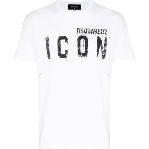Spray Icon Print T-shirt , male, Sizes: S, XL, 2XL - Dsquared2 - Modalova