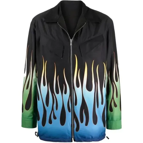 Flame Print Reversible Jacket for Men , male, Sizes: L - Kenzo - Modalova
