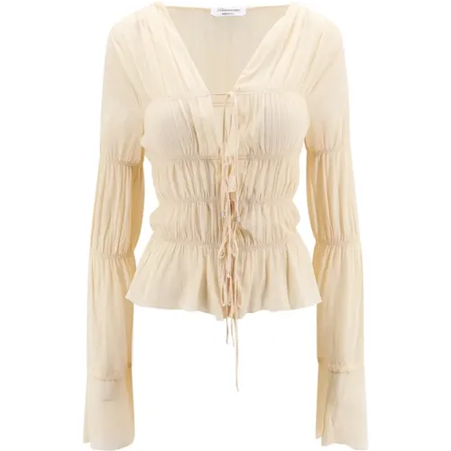 Silk V-Neck Shirt , female, Sizes: S - Blumarine - Modalova