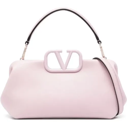 Maxi VLogo Signature Leather Tote Bag , female, Sizes: ONE SIZE - Valentino - Modalova