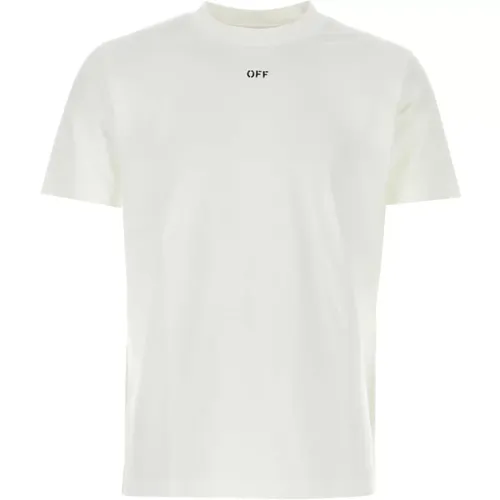 Off , Weiße Baumwoll-T-Shirt , Herren, Größe: XL - Off White - Modalova