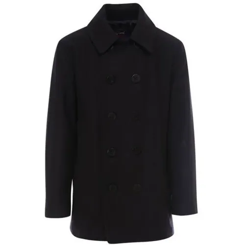 Double-Breasted Coats, male, , Size: S Short Wool Blend Caban Coat - PAUL & SHARK - Modalova