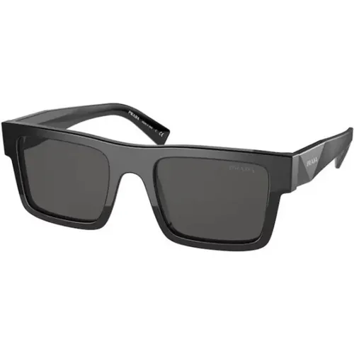 Schwarze Stilvolle Sonnenbrille,Rechteckige Sonnenbrille mit UV-Schutz - Prada - Modalova
