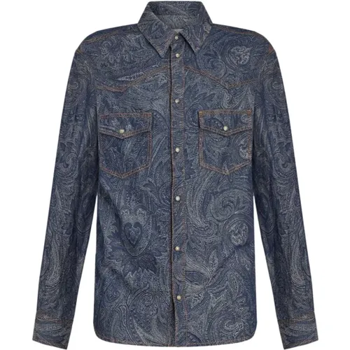 Darkblue Shirts Ss24 , male, Sizes: L - ETRO - Modalova