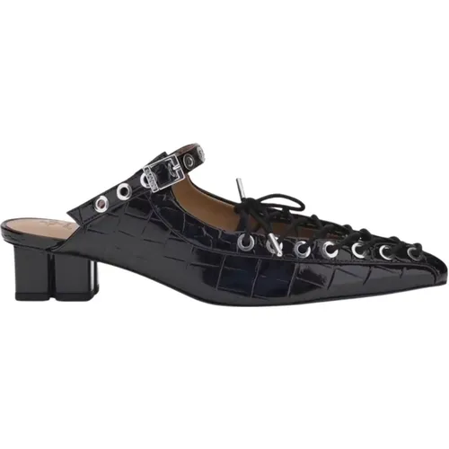 Heeled Mules, female, , Size: 6 US Lace-Up Heeled Mules - Ganni - Modalova