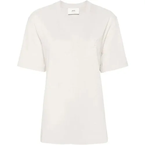 T-Shirts,Weißes T-Shirt aus Bio-Baumwolle mit geprägtem Logo - Ami Paris - Modalova