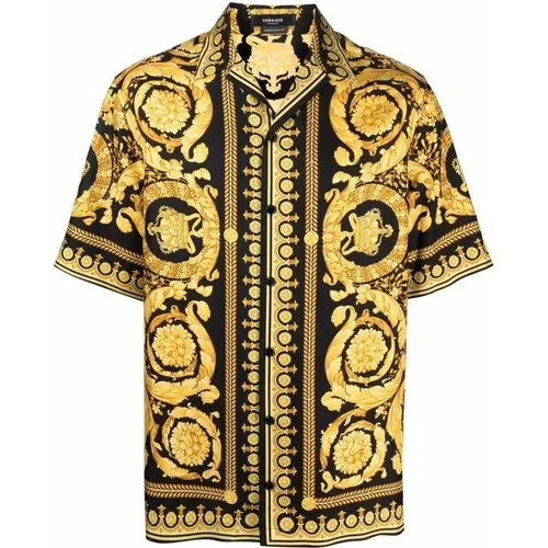 Baroque Print Bowling Shirt , male, Sizes: M - Versace - Modalova
