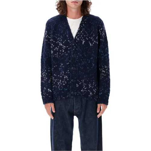 Marine Jacquard Strickjacke Aw24 , Herren, Größe: L - YMC You Must Create - Modalova