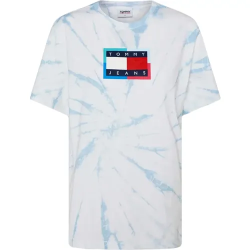 Relaxed Tie Dye Flag Tee T-shirt , Damen, Größe: M - Tommy Jeans - Modalova