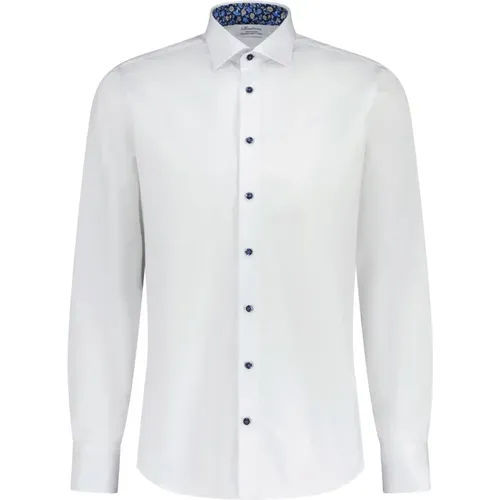 Double Cotton Fitted Shirt , male, Sizes: XL, 2XL, 6XL, 4XL, 3XL - Stenströms - Modalova