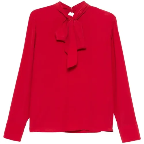 Rote Crepe Bluse mit Mock-Hals , Damen, Größe: L - Twinset - Modalova