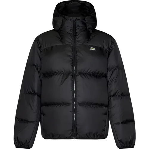 Schwarze Daunenjacke mit Kapuze Aw24 , Herren, Größe: 2XL - Lacoste - Modalova