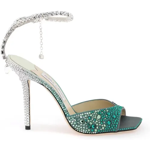 Crystal-studded Saeda 100 Sandals , female, Sizes: 3 UK - Jimmy Choo - Modalova