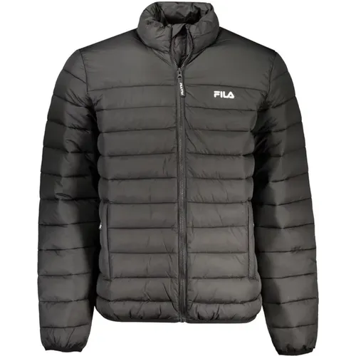 Schwarze wasserabweisende Jacke mit langen Ärmeln , Herren, Größe: L - Fila - Modalova