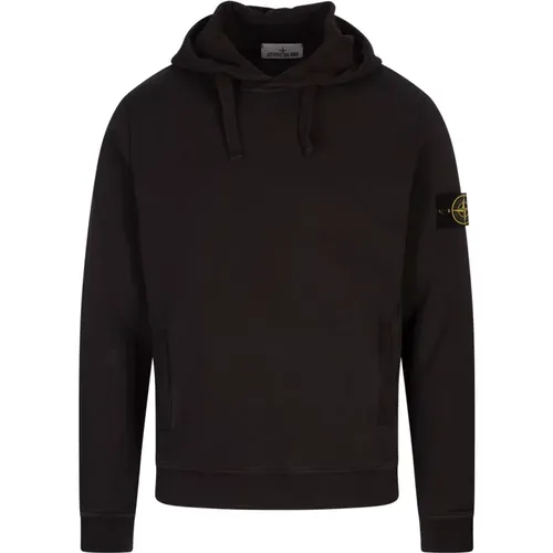 Grauer Hoodie Rippbündchen Abzeichen , Herren, Größe: 2XL - Stone Island - Modalova