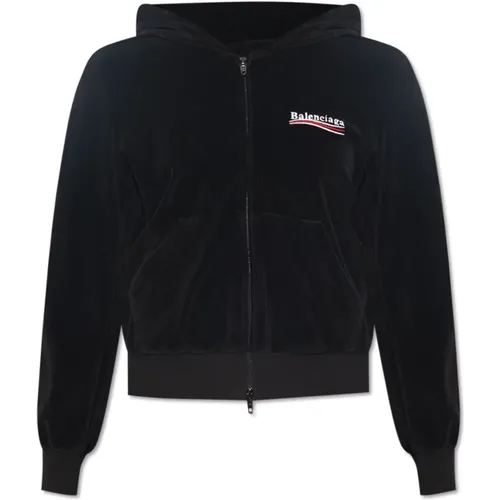 Velvet hoodie , female, Sizes: M, S - Balenciaga - Modalova