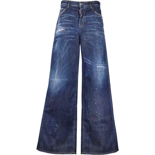 Blaue Jeanshose - Oversized Fit , Damen, Größe: M - Dsquared2 - Modalova