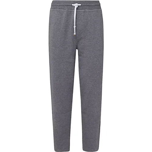 Sweatpants, male, , Size: M Grey Cotton Track Pants - BRUNELLO CUCINELLI - Modalova