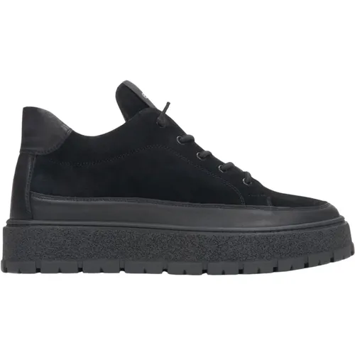 Herren Schwarze High-Top Sneakers aus Italienischem Echtem Velours und Leder mit Leichter Isolierung , Herren, Größe: 45 EU - Estro - Modalova