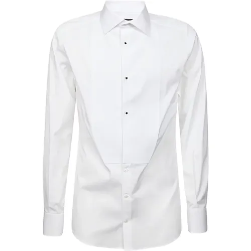 Cotton Shirt with Plastron , male, Sizes: M - Dolce & Gabbana - Modalova