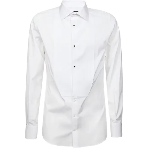 Cotton Shirt with Plastron , male, Sizes: XL, M - Dolce & Gabbana - Modalova