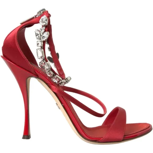 Kristall Knöchelriemen Rote Sandalen - Dolce & Gabbana - Modalova