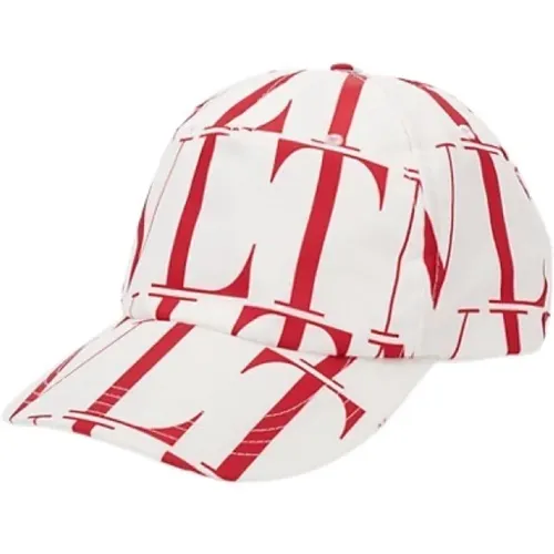 Caps, male, , Size: 59 CM Vltn Times Nylon Baseball Hat In White - Valentino Garavani - Modalova