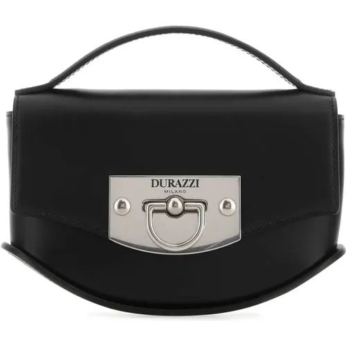Schwarze Leder Mini Swing Handtasche - Durazzi Milano - Modalova