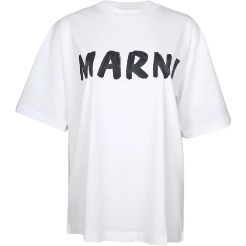Logo Cotton T-Shirt , female, Sizes: S, XS - Marni - Modalova