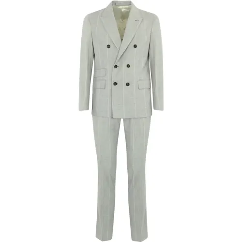 Double Breasted Suits, male, , Size: S Light Grey Double-Breasted Wool Suit - Eleventy - Modalova