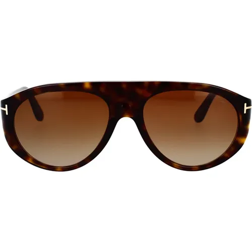 Classic Aviator Sunglasses with Dark Havana Frame and Gradient Lenses , unisex, Sizes: 57 MM - Tom Ford - Modalova