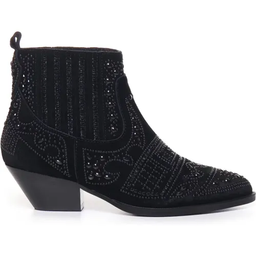 Suede Texan Boots , female, Sizes: 6 UK, 5 UK, 7 UK, 4 UK, 3 UK - Bibi Lou - Modalova