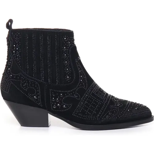 Suede Texan Boots , female, Sizes: 6 UK, 7 UK, 3 UK - Bibi Lou - Modalova